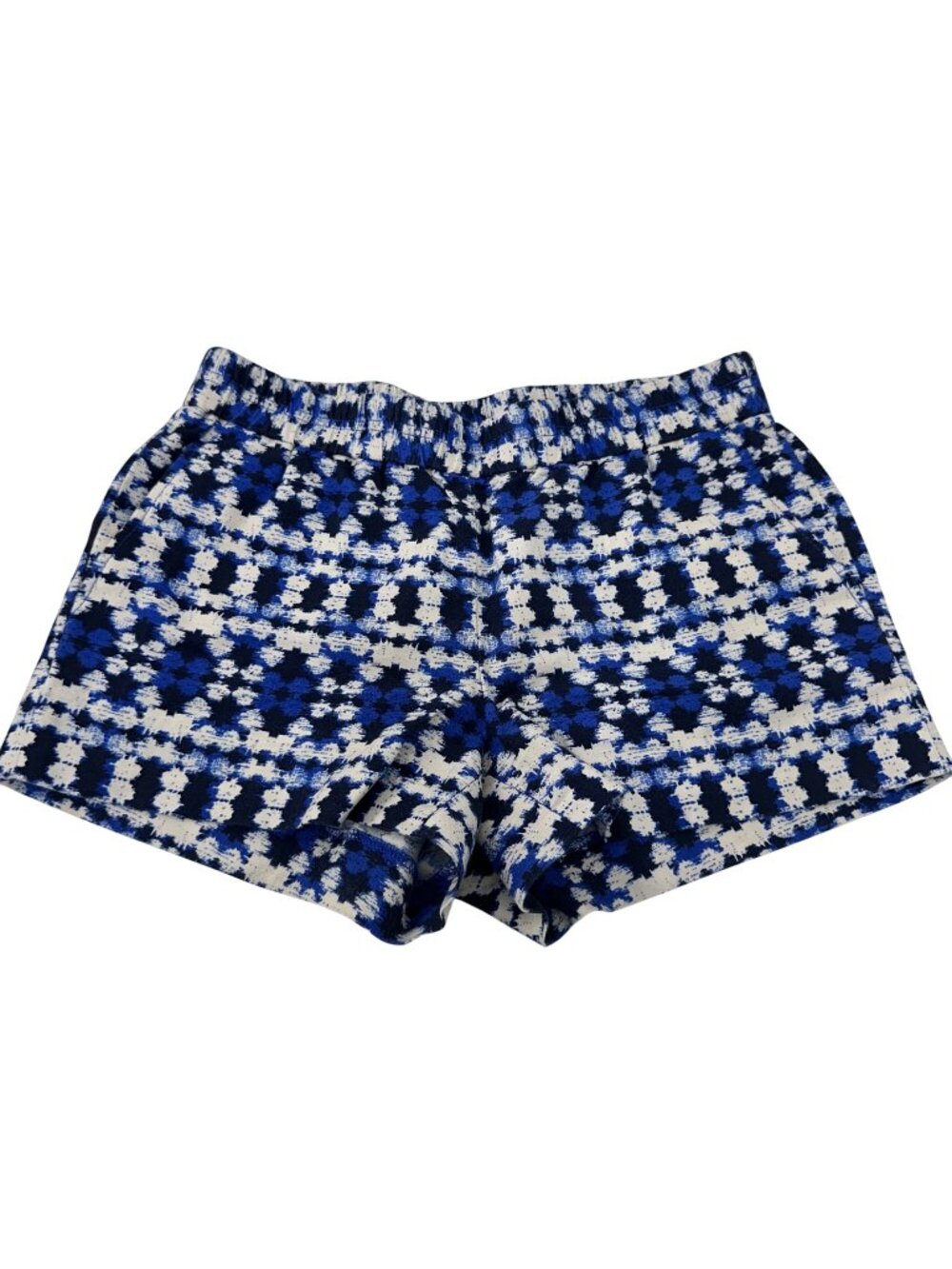 J.Crew Womens Blue & White Patterned Linen-Cotton Blend Drawstrim Shorts Size 2